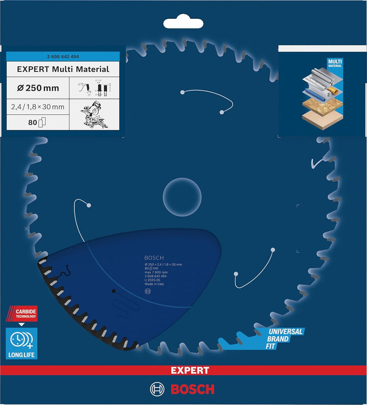 Bosch Professional 1x Kreissägeblatt Expert for Multi Material (für Multimaterial, Sägeblatt Ø 250 x