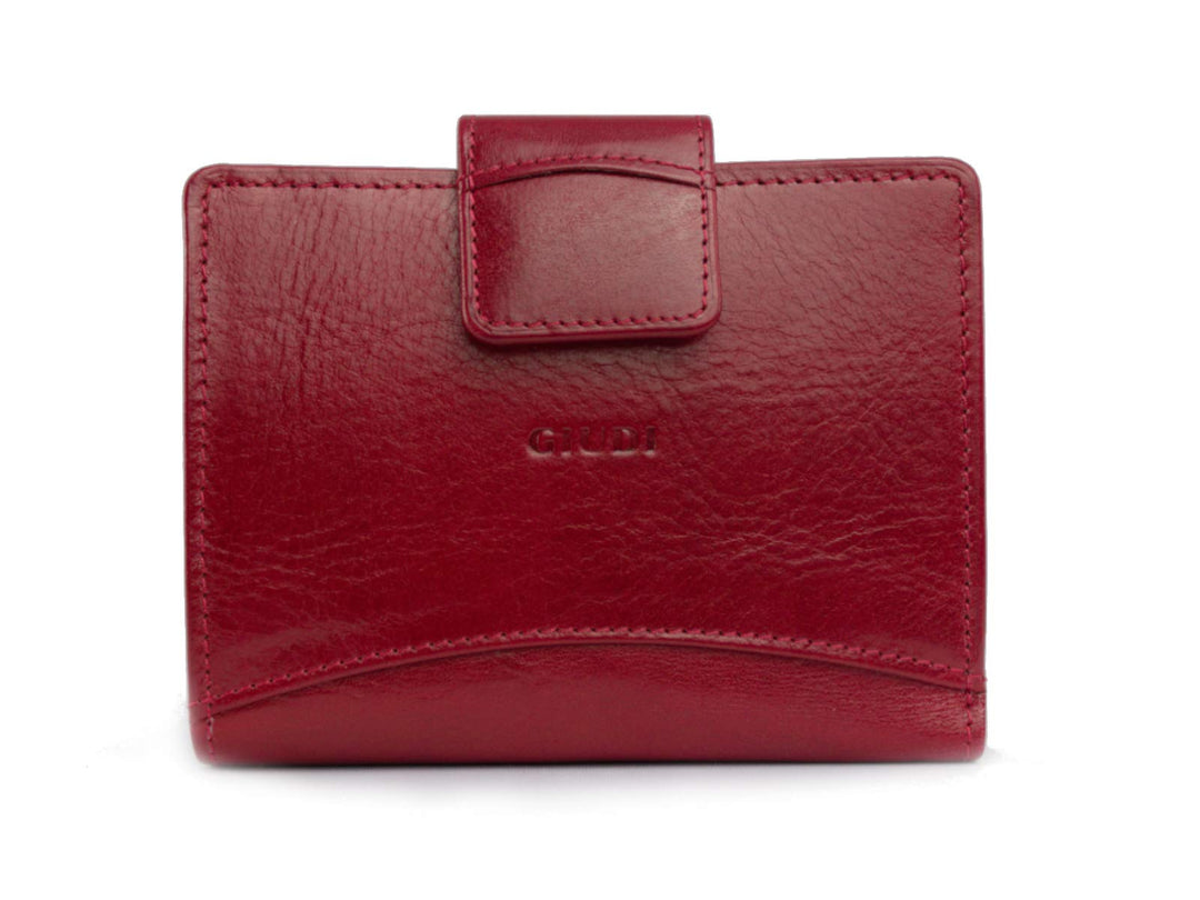 GIUDI ® - Damen Geldbörse aus Rindsleder, Geldbörse, Kreditkartenfach, echtes Leder Rot, Rot