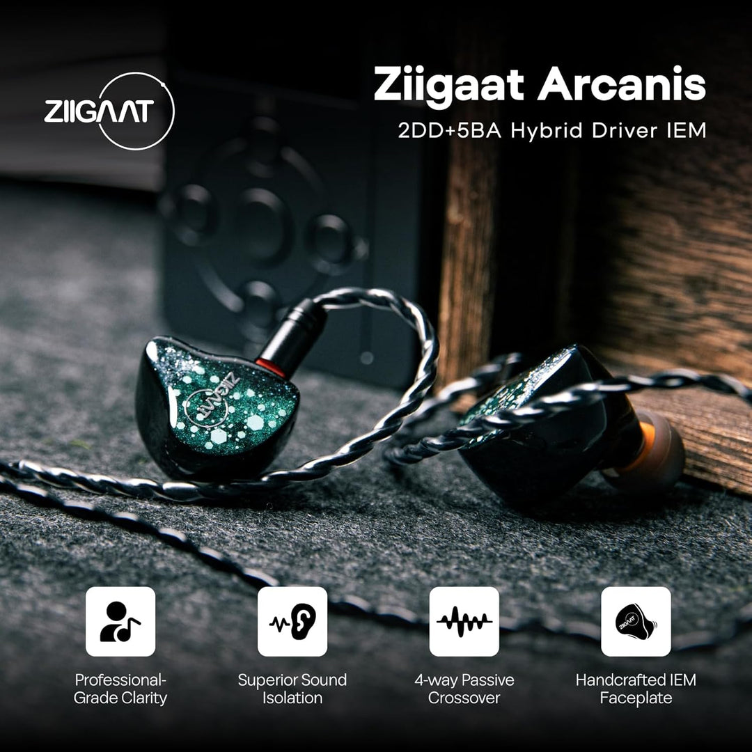 LINSOUL ZiiGaat Arcanis In-Ear-Monitor, Professioneller 2DD+5BA Hybrid IEM Earphone, Gaming -Ohrhöre