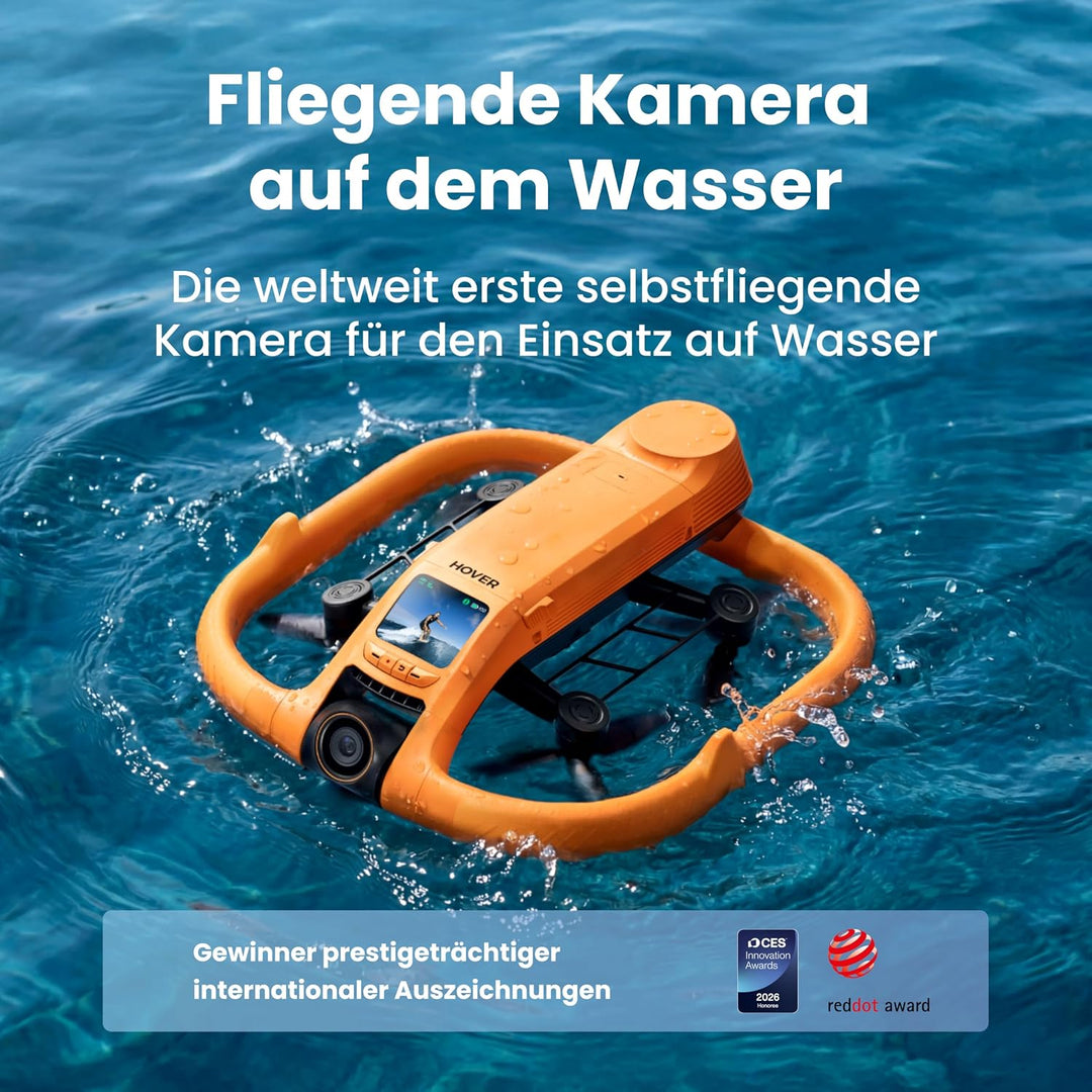 HOVERAir AQUA Flugkamera, IP67 Wasserdichte Follow-Me-Drohne, Standardpaket | Schwimmt auf Wasser, T