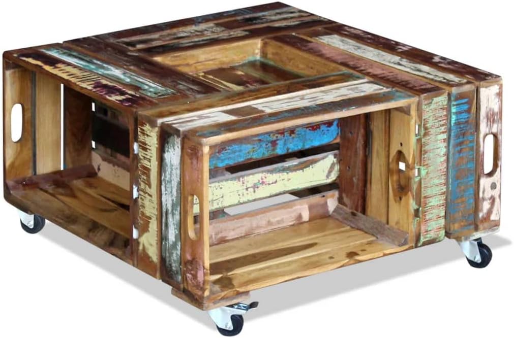 Hommdiy Couchtisch Altholz 70x70x35 cm, 70x70x35 cm