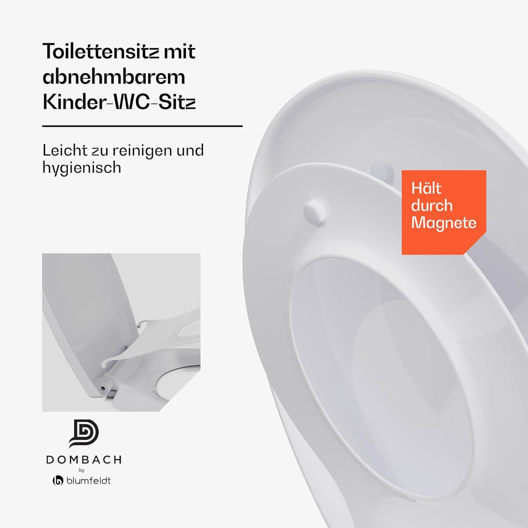 Dombach Toilettensitz für Kinder mit Soft-Close & Schnellverschluss – Abnehmbarer 2-in-1 WC-Sitz für