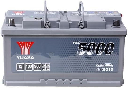 Yuasa YBX5019 Hochleistungs-Akku, 12 V, 100 Ah, 900 A, silberfarben