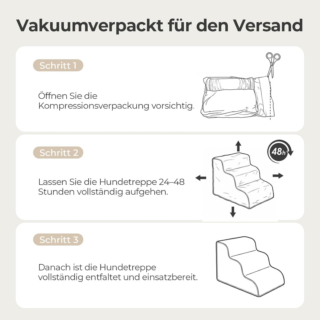 Sytopia Hundetreppe 3 Stufen, 40 cm, bis 27 kg, Haustiertreppe kleine Hunde &amp; Katzen, Katzentreppe B