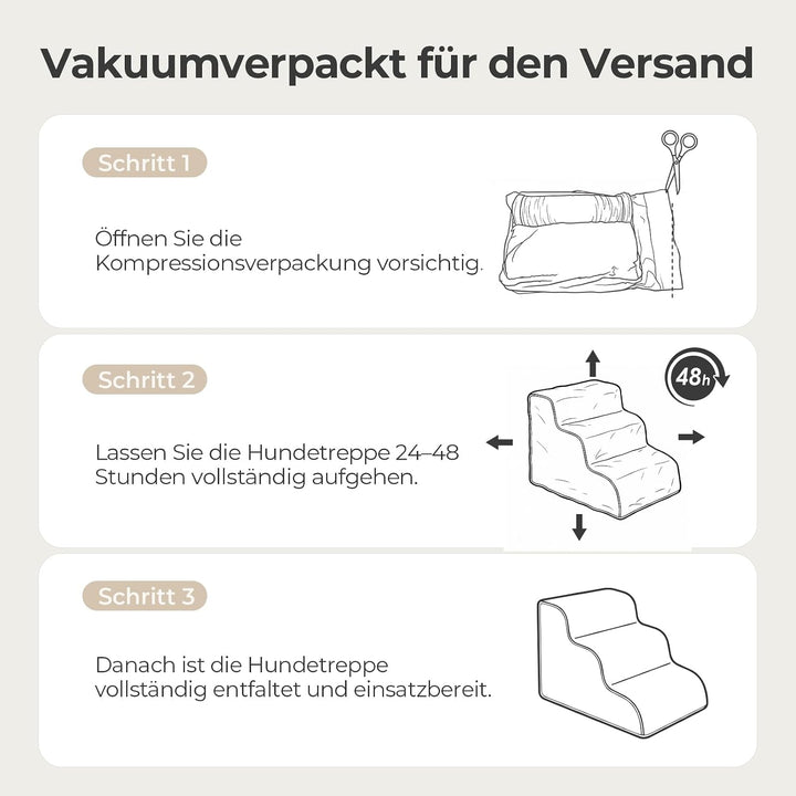 Sytopia Hundetreppe 3 Stufen, 40 cm, bis 27 kg, Haustiertreppe kleine Hunde &amp; Katzen, Katzentreppe B
