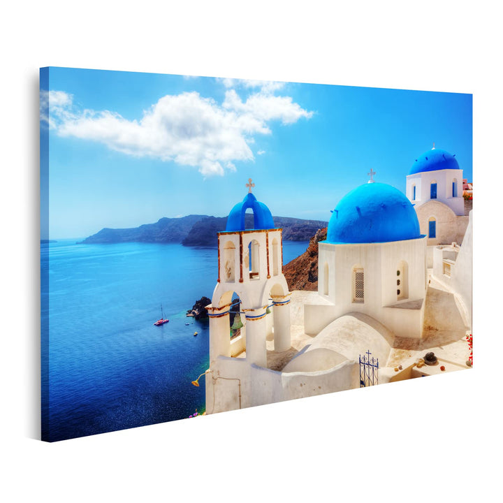 islandburner Bild auf Leinwand Oia Stadt Insel Santorini Blau Weiss Bilder Wandbilder Poster Leinwan
