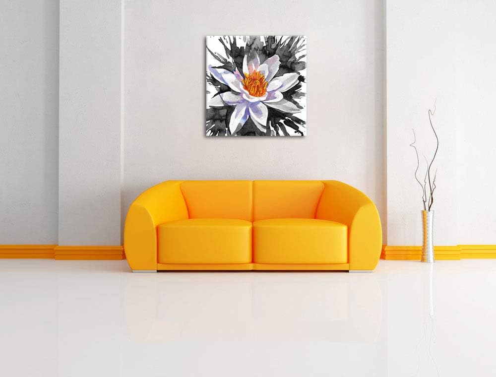 Pixxprint gezeichnete Seerose als Leinwandbild Quadratisch/Grösse: 70x70 / Wandbild/Kunstdruck/ferti