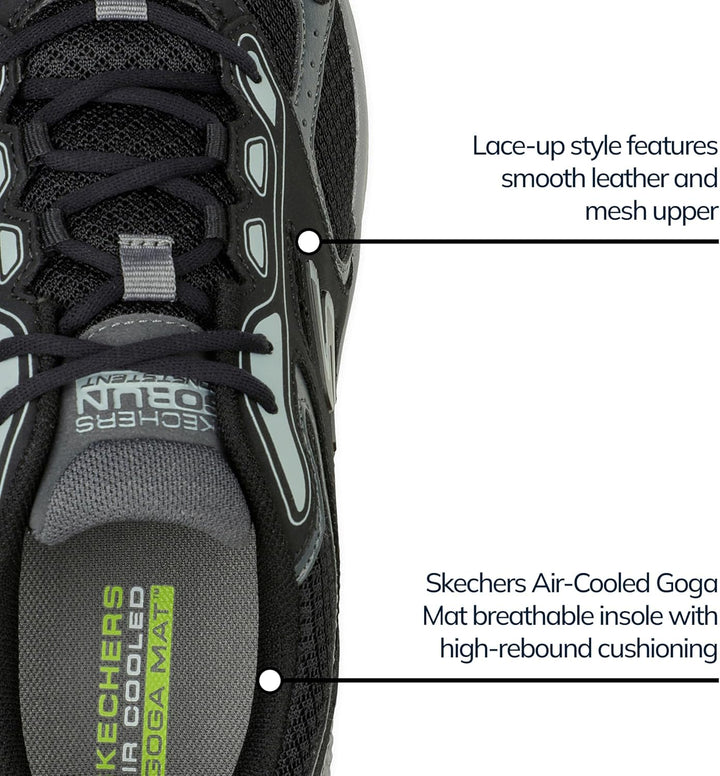 Skechers Herren Go Run Consistent Sneaker 40 EU Black Leather Synthetic Gray Trim, 40 EU Black Leath