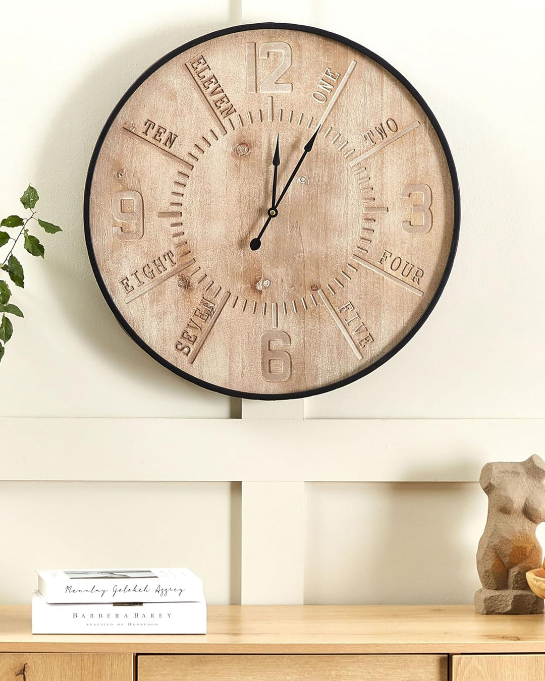 Wanduhr heller Holzfarbton ø 60 cm rund Dole