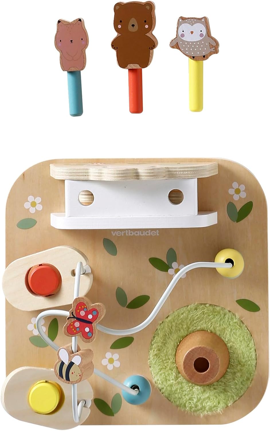 Vertbaudet Baby Motorikspiel mit Waldtieren Vier Jahreszeiten Holz FSC® Natur Beige, Beige