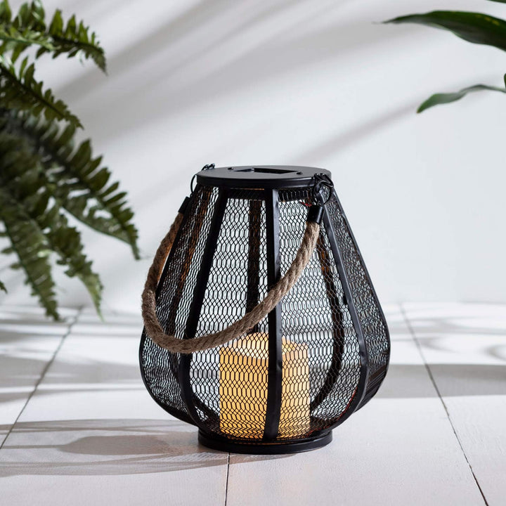 Lights4fun Solar Laterne schwarz Metall orientalisch 24cm, 24cm