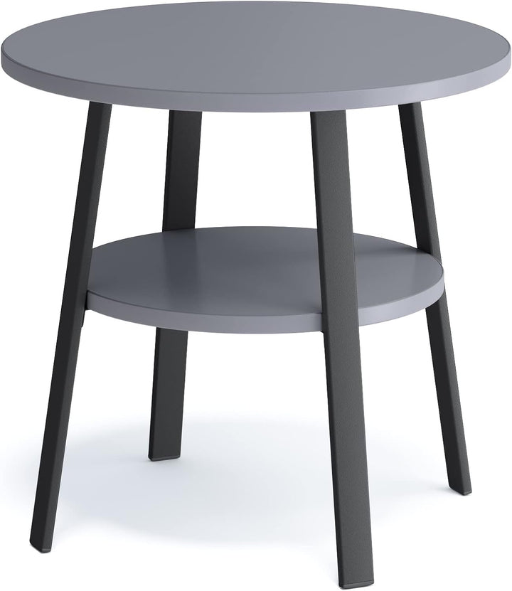 stardis Beistelltisch rund stabiles Metallgestell/Holz Ø43xH 44 cm, 2 Ablagen Nachttisch Couchtisch