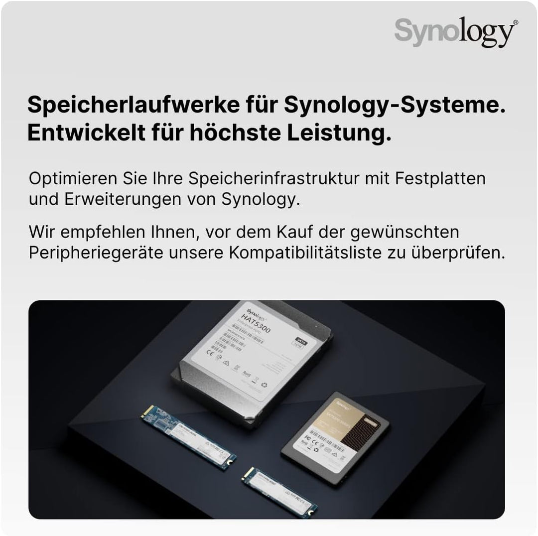 Synology DS1522+ 5-Bay DiskStation NAS AMD Ryzen R1600 8GB Ram 4xRJ-45 1GbE LAN-Port, Bundle mit 5x3