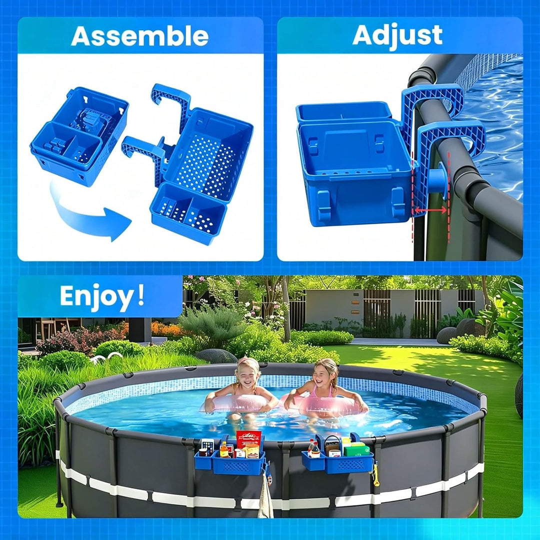 Pool Aufbewahrungskorb Set inklusive Kunststoff Pool Korb Pool Getränkehalter Hot Tub Zubehör Multif
