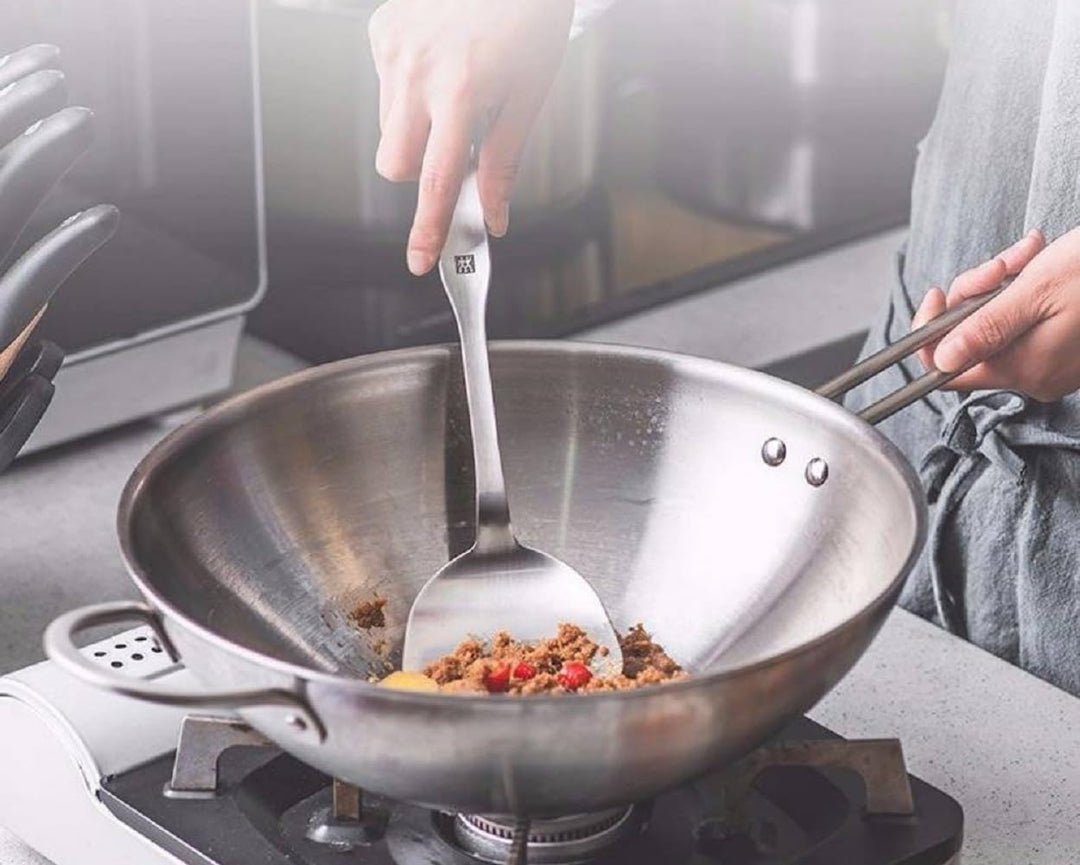Zwilling TwinNova3 Wok pfanne Induktion 30 cm mit Glasdeckel + Chinesisches Kochmesser 18cm, 3 tlg,