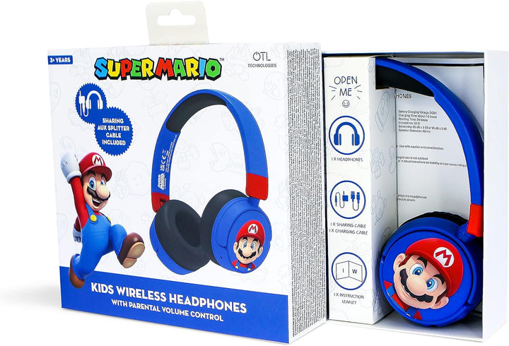 OTL Technologies SM1001 Super Mario Kabellose Kinder-Kopfhörer, Blau