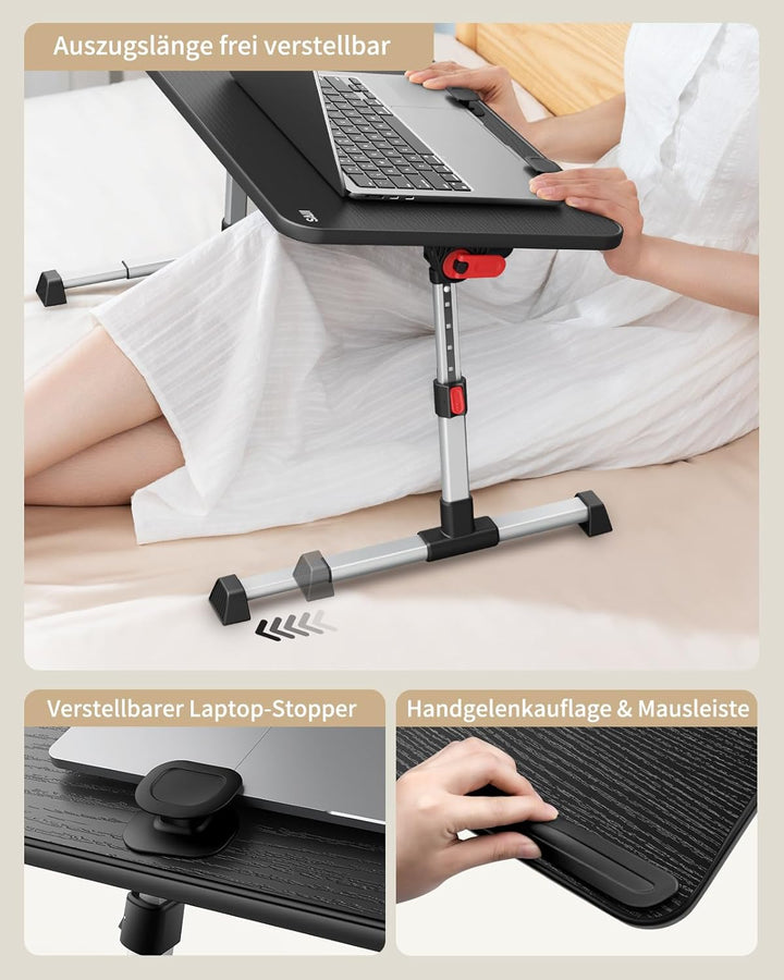 SAIJI Laptoptisch, Betttisch, Laptopständer,- Verstärkte Stabilität, verlängerte Beine - Einstellbar