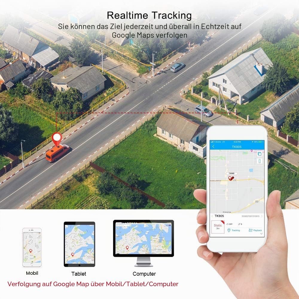 Winnes 4G GPS-Tracker Integrierte SIM-Karter, 5000-mAh-Akku, Aussergewöhnlich Lange Standby-Zeit，Ech