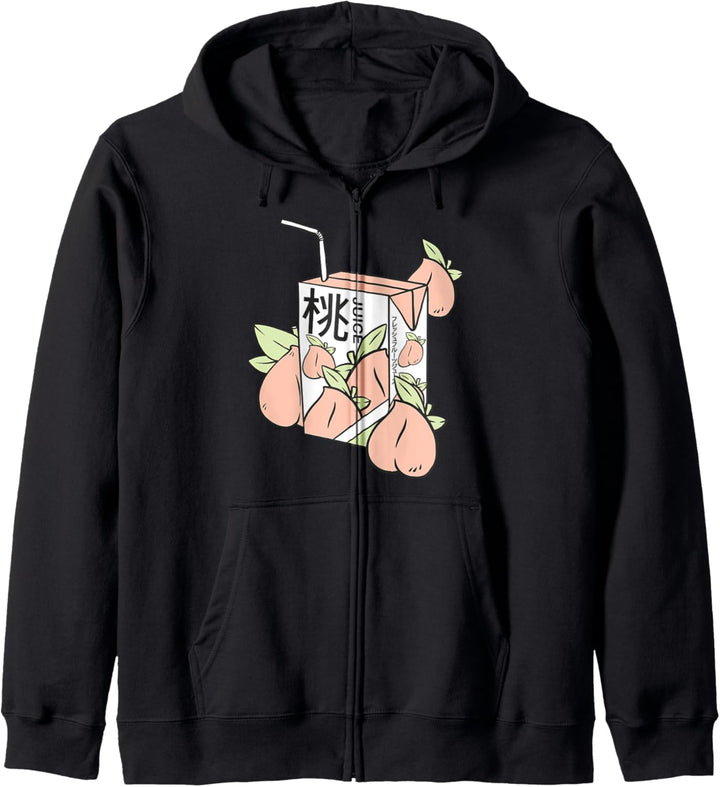 90s Japanese Aesthetic Peach Juice Kapuzenjacke