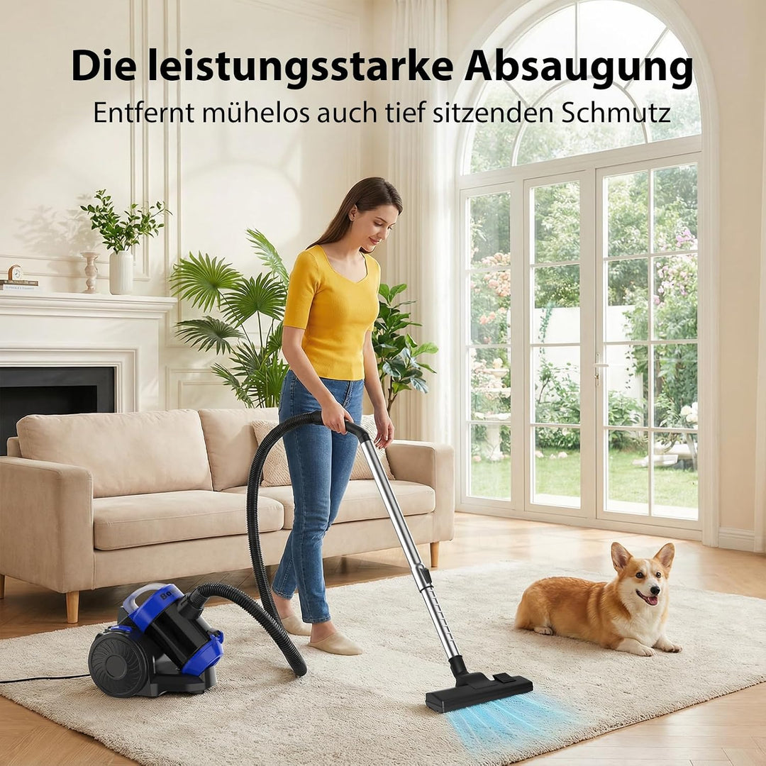 Zyklon Staubsauger Beutellos 1200W Staubsaugerzylinder, 1,5L Staubbehälterkapazität, Leistungsstarke