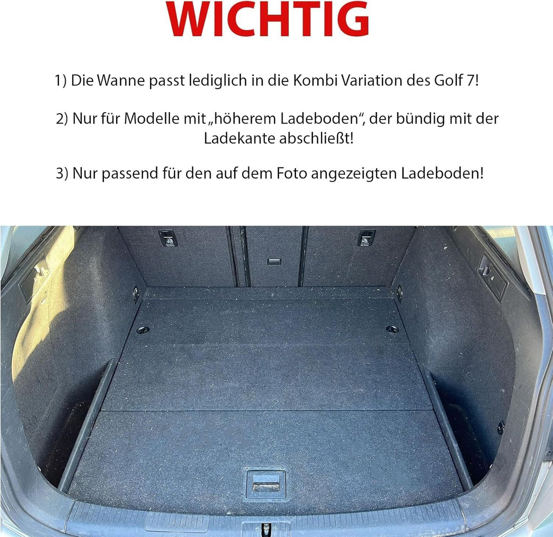 ELMASLINE 3D Gummimatten & Kofferraumwanne Set für VW Golf 7 Variant 2012-2021 | Hoher Rand