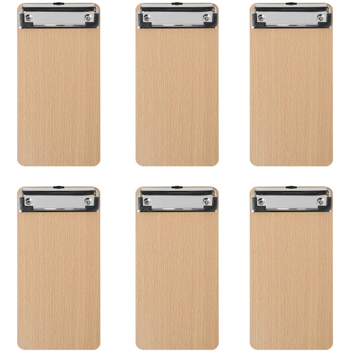 BOMKEE 6er Klemmbrett A6, Mini Schreibplatte Klemmbretter Hölzern Halter Clipboard für Hotels, Bar,