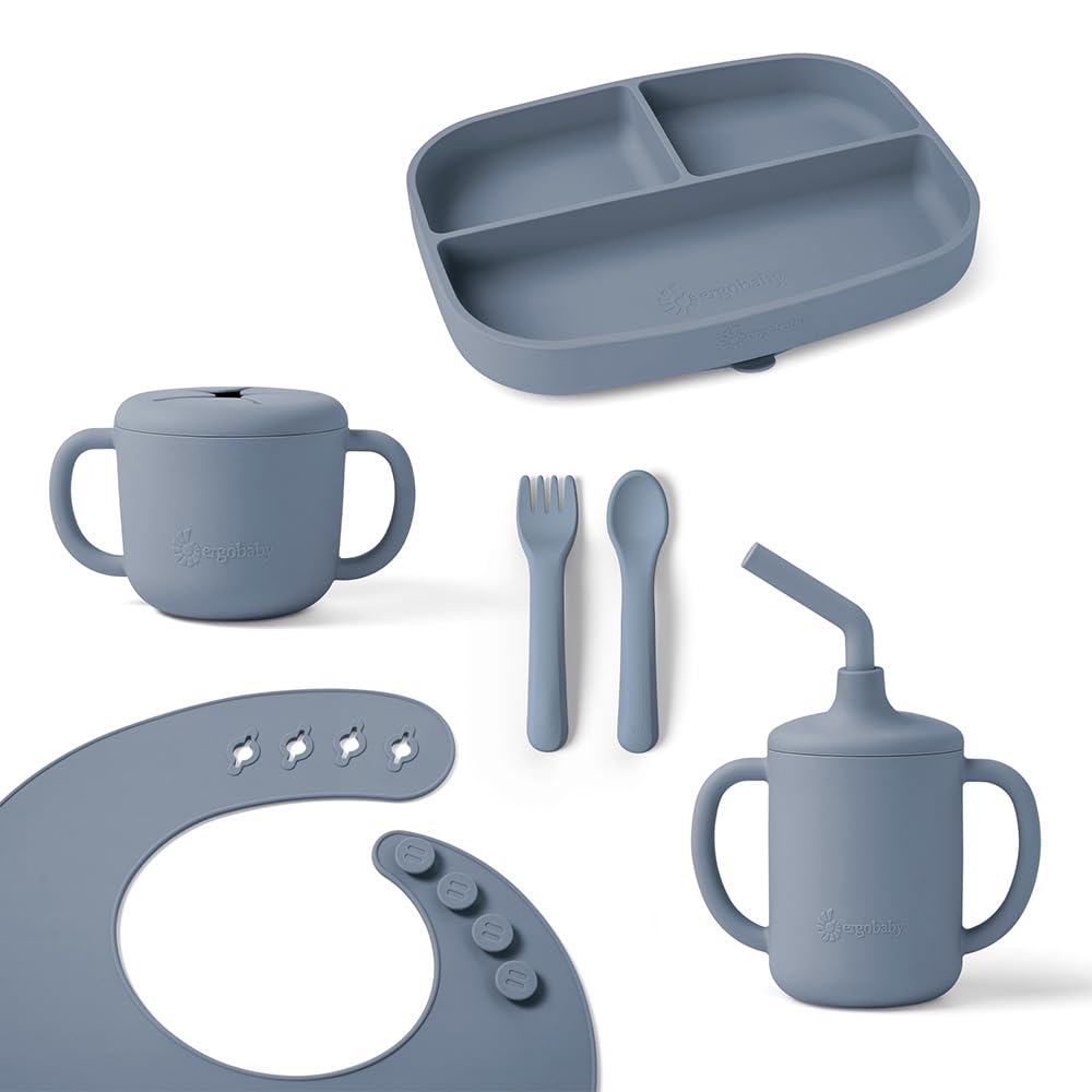 Ergobaby Kindergeschirr-Set Deluxe für Babys und Kleinkinder ab 6 Monaten, Baby Geschirrset mit 2 Be