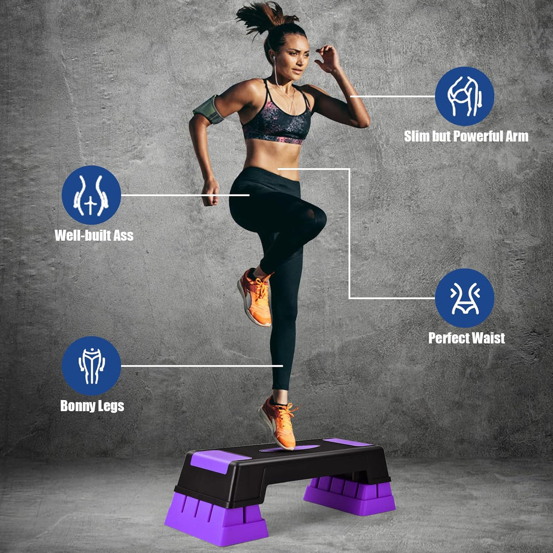 KOMFOTTEU Aerobic Stepper höhenverstellbar in 3 Stufen, Fitnessbrett Stepbrett für Training, Cardio-