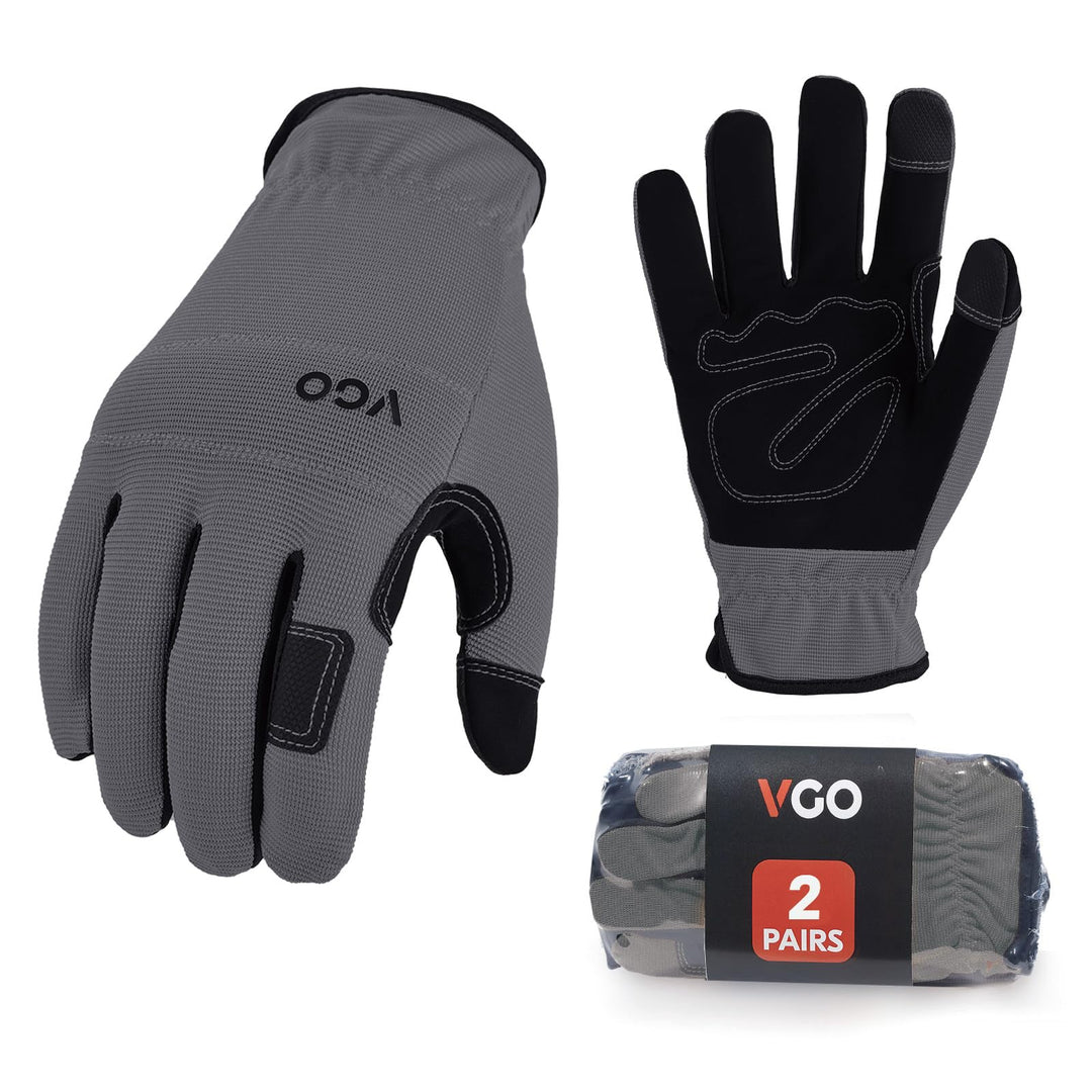 Vgo... 2 Paare Arbeitshandschuhe, Nubuklederpalmen, leicht Belastungsarbeit (NB7581) L (2er Pack) Gr