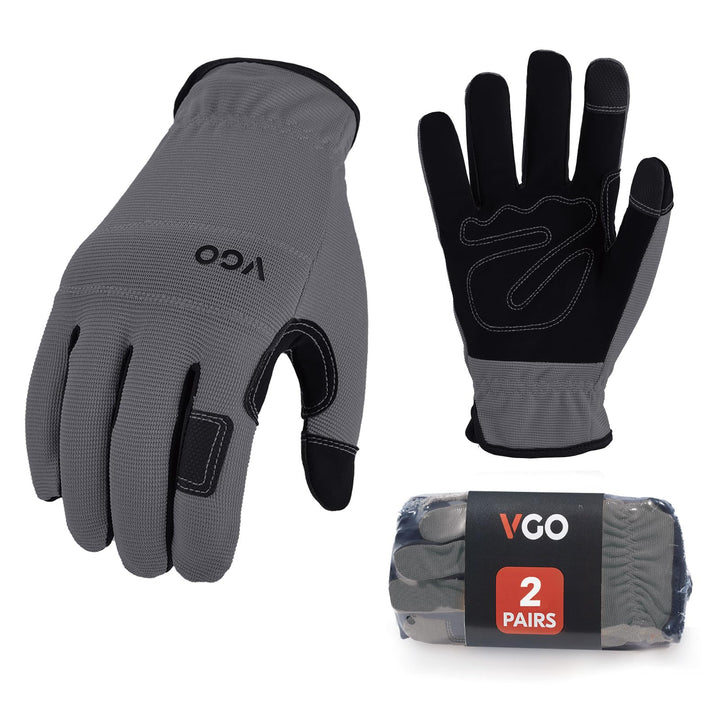 Vgo... 2 Paare Arbeitshandschuhe, Nubuklederpalmen, leicht Belastungsarbeit (NB7581) XL (2er Pack) G