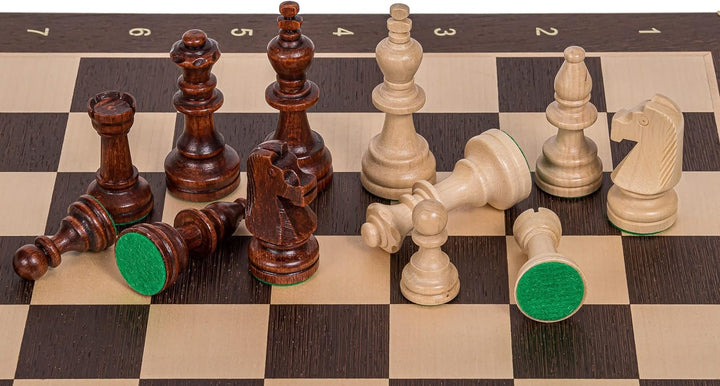 Square - Pro Schach Set Nr. 6 - SCHWEDEN - Schachbrett - Wenge/Bergahorn + Schachfiguren Staunton 6