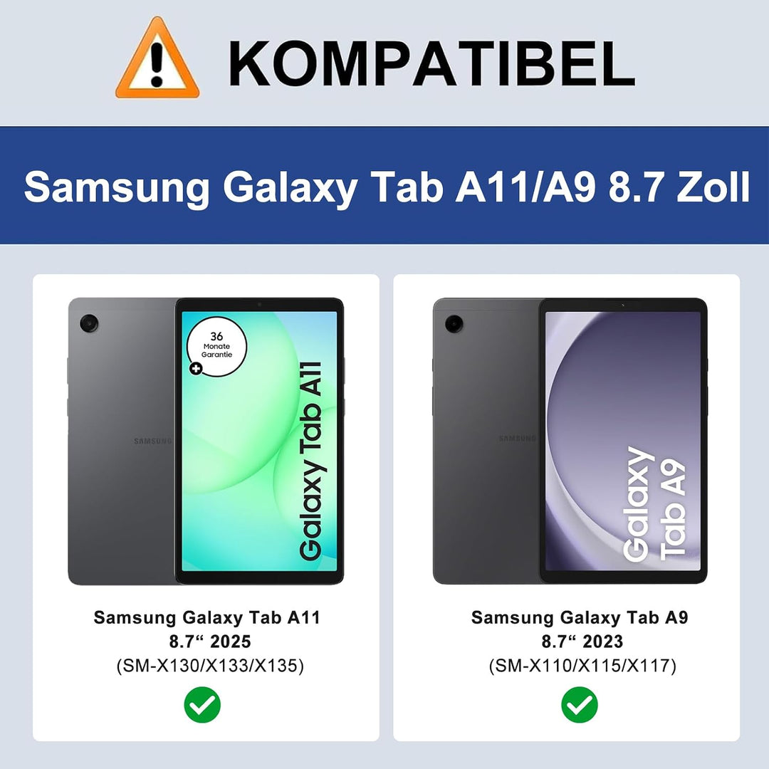 Hülle mit Tastatur für Samsung Galaxy Tab A11 8,7 Zoll(SM-X130), Blau | Magnetisch Abnehmbarer Tasta
