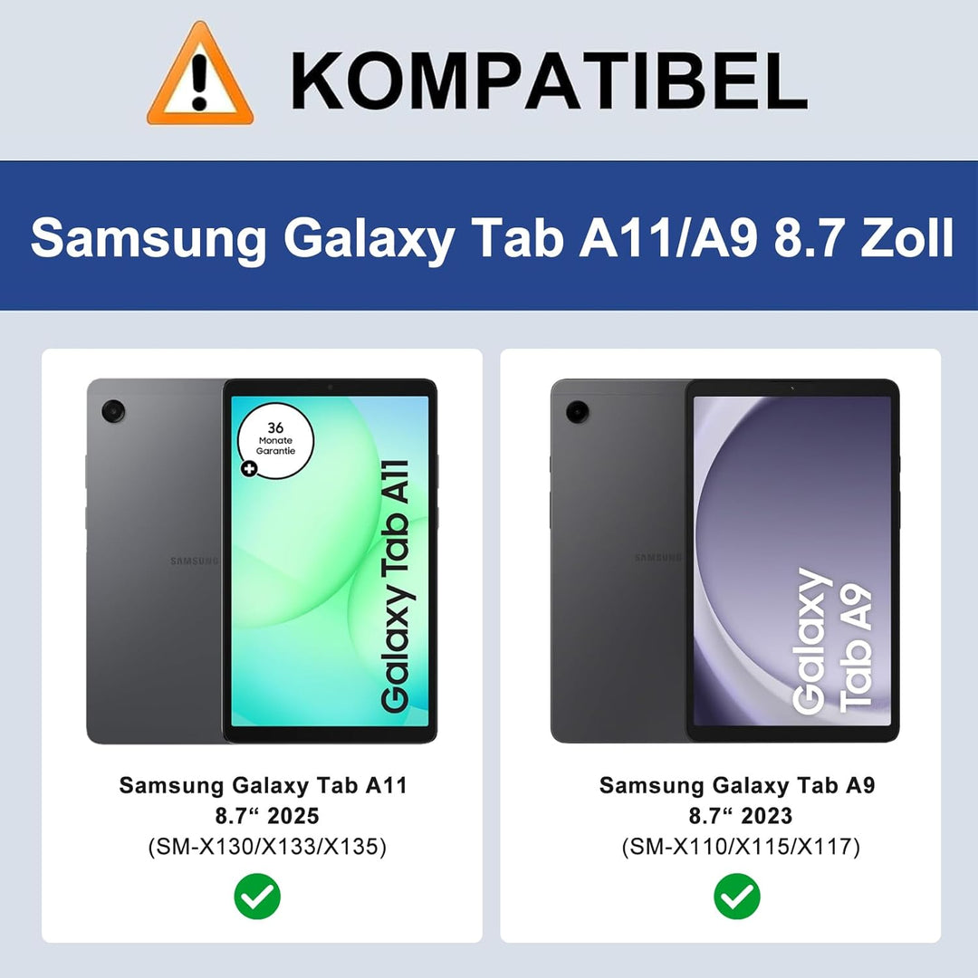 IVEOPPE Tastatur für Samsung Galaxy Tab A11 8.7 Zoll 2025, 7-Farbige Beleuchtung, Hülle Tastatur für