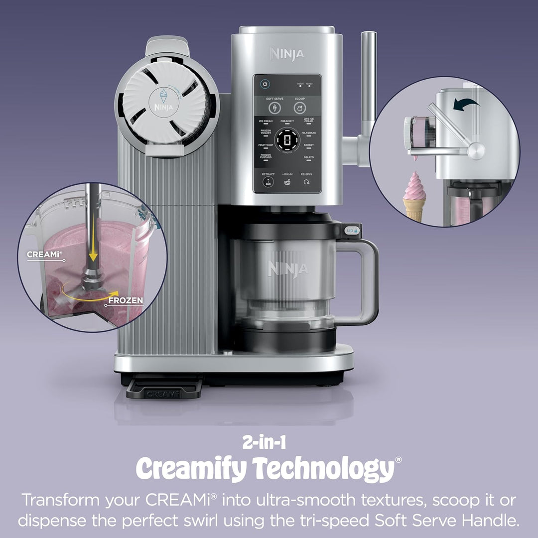 Ninja CREAMi Swirl Eis- und Soft-Serviermaschine, Sorbet, Milchshake, gefrorener Joghurt, kalorienar