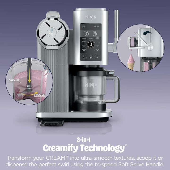 Ninja CREAMi Swirl Eis- und Soft-Serviermaschine, Sorbet, Milchshake, gefrorener Joghurt, kalorienar