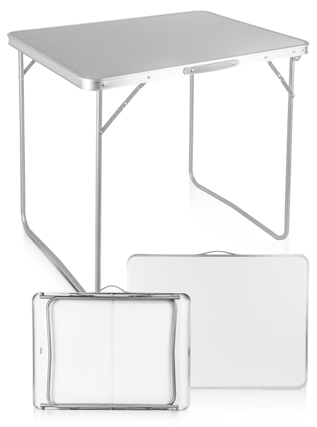 MalTec Campingtisch Klapptisch im Koffer 80x60X70cm Aluminium Weiss Gartentisch MDF leicht robust st