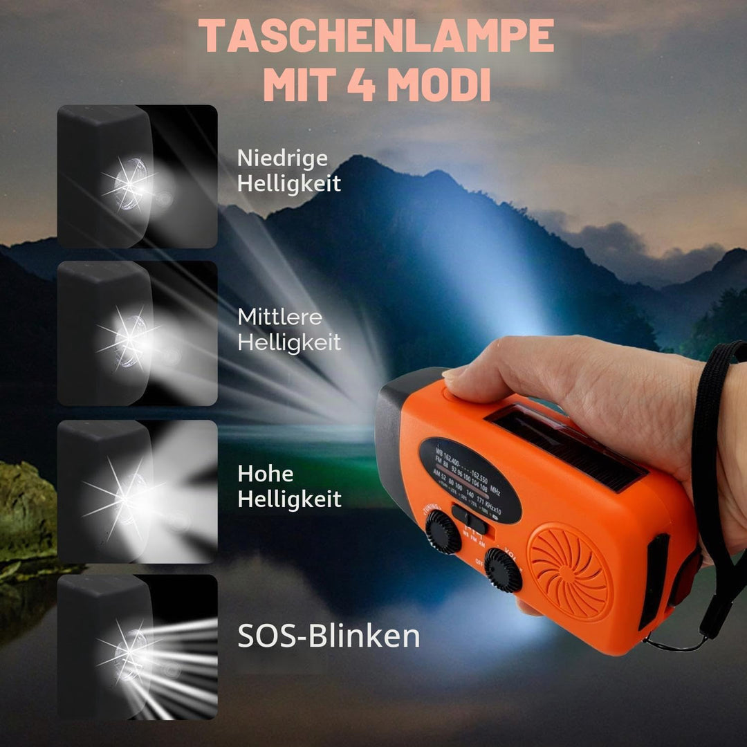 Solarradio zum Aufziehen, 5000 mAh, Notfallkurbel, Wetterradio, Solarradio mit Taschenlampe, NOAA/FM