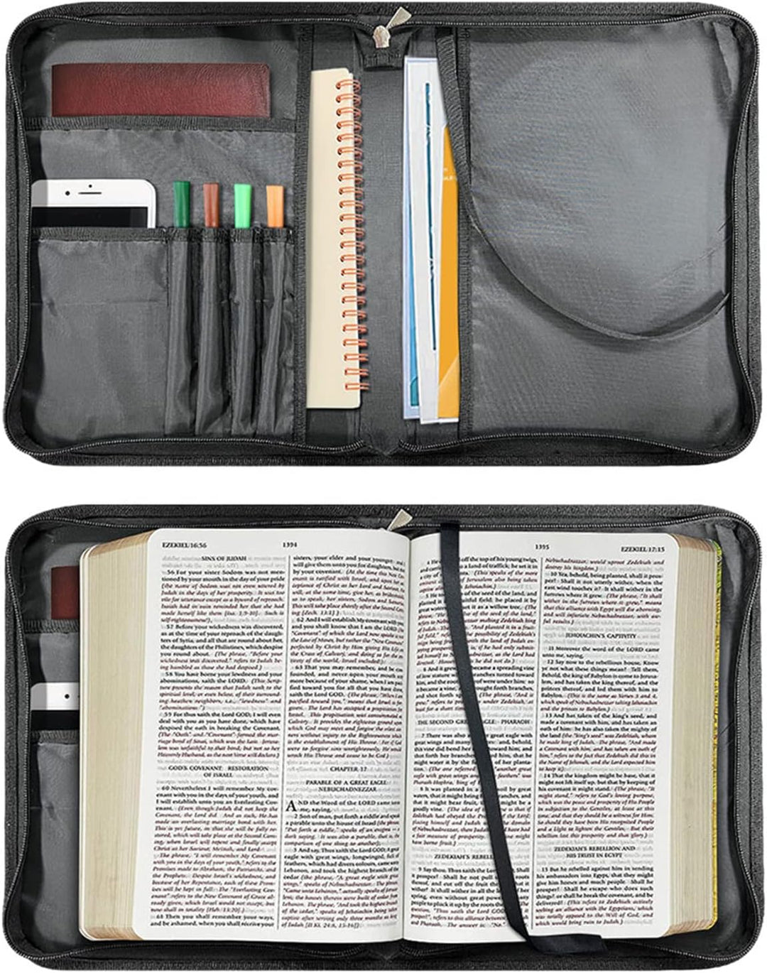 Kuiaobaty Inspirierende Spruchbuchhülle für Bibel 4 Grösse Lager 2XL, Lord Zitate Reissverschluss Bi