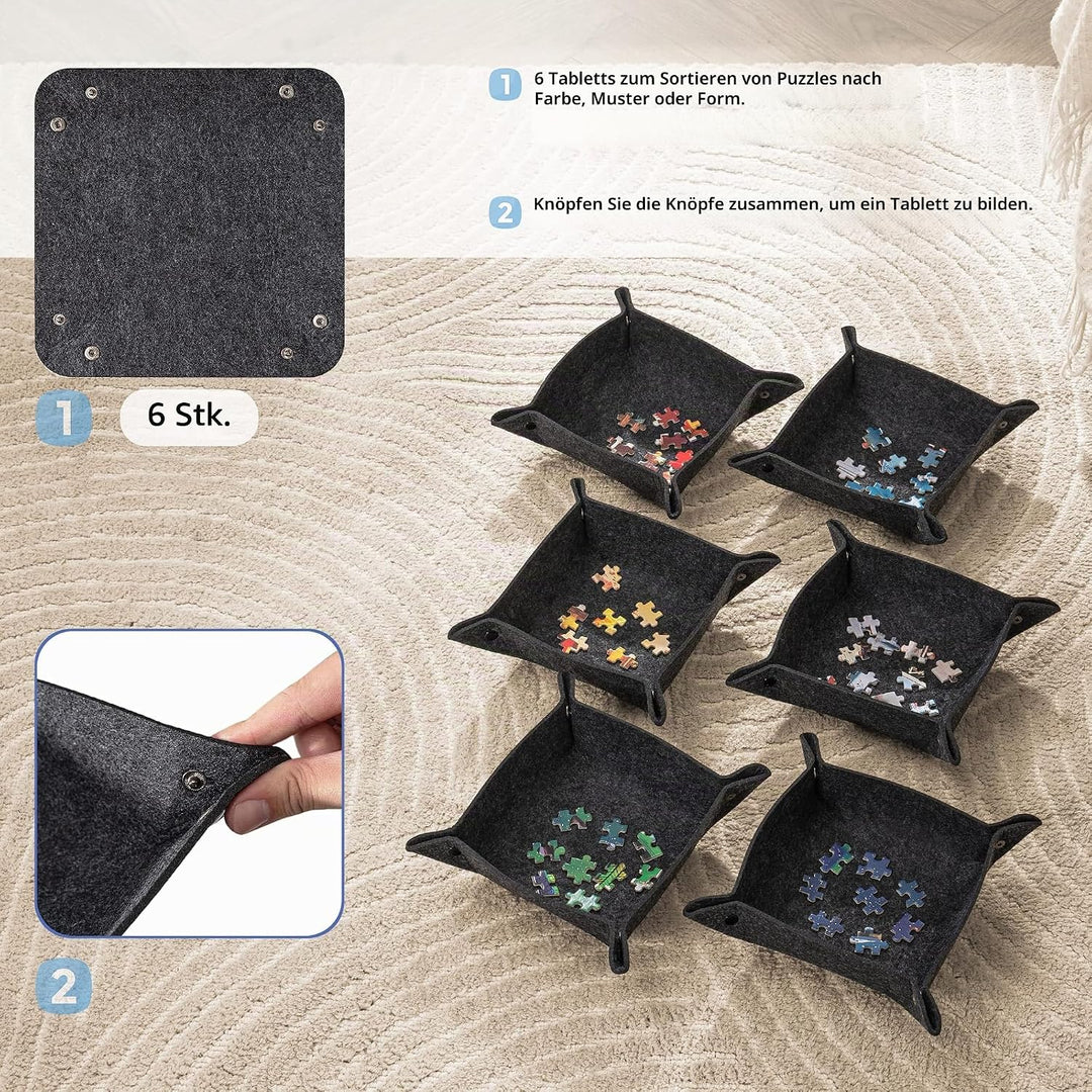 Tektalk Puzzle Board mit 6 Sortierschalen, tragbare Puzzlematte mit transparenter wasserdichter &amp; st