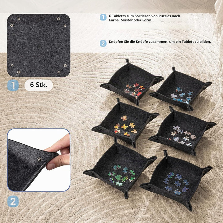 Tektalk Puzzle Board mit 6 Sortierschalen, tragbare Puzzlematte mit transparenter wasserdichter &amp; st