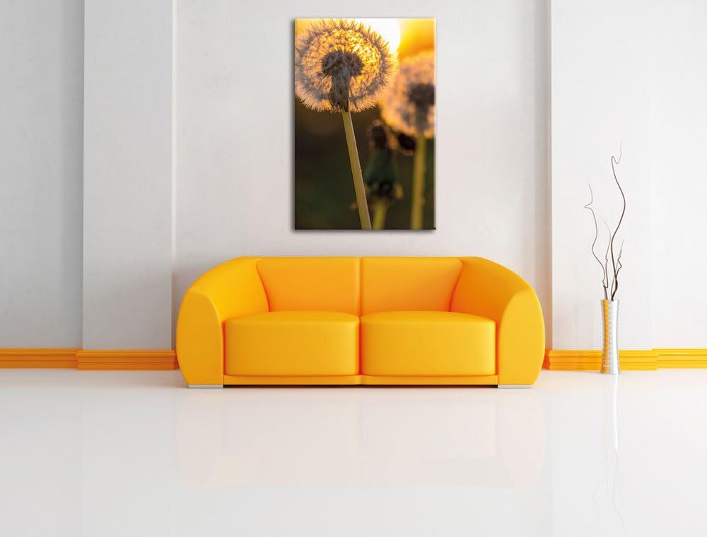 Pixxprint Pusteblume, Format: 100x70 auf Leinwand, XXL riesige Bilder fertig gerahmt mit Keilrahmen,