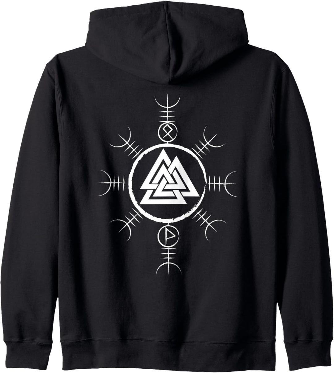 Classic Wikinger Symbole - Aegishjalmur - Valknut (on back) Kapuzenjacke