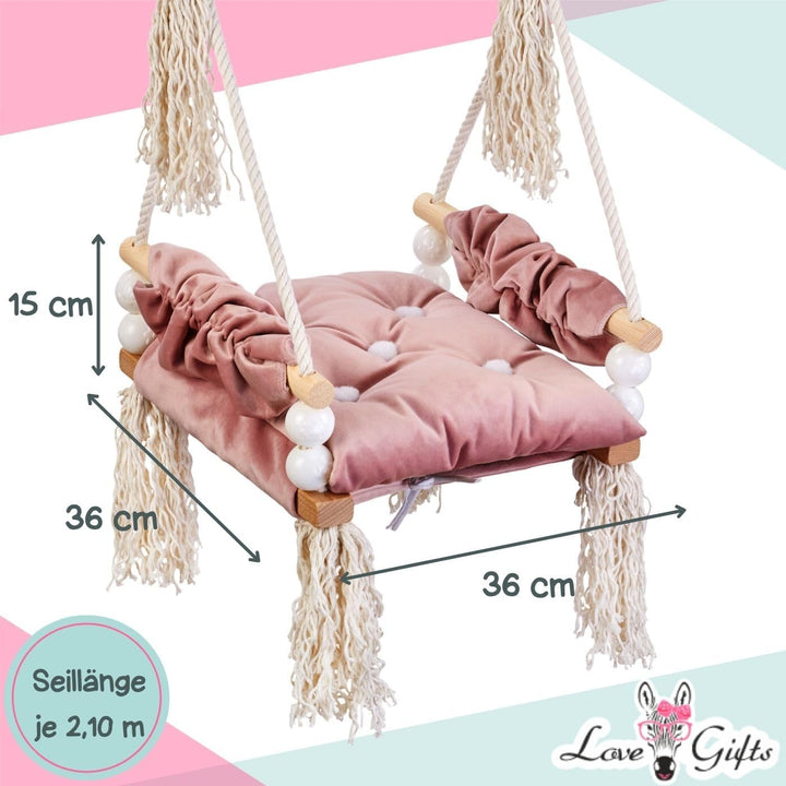 Love Gifts® Schaukel - Kinderschaukel 3-7 Jahre aus Holz, geeignet auch als Indoor Schaukel, montier