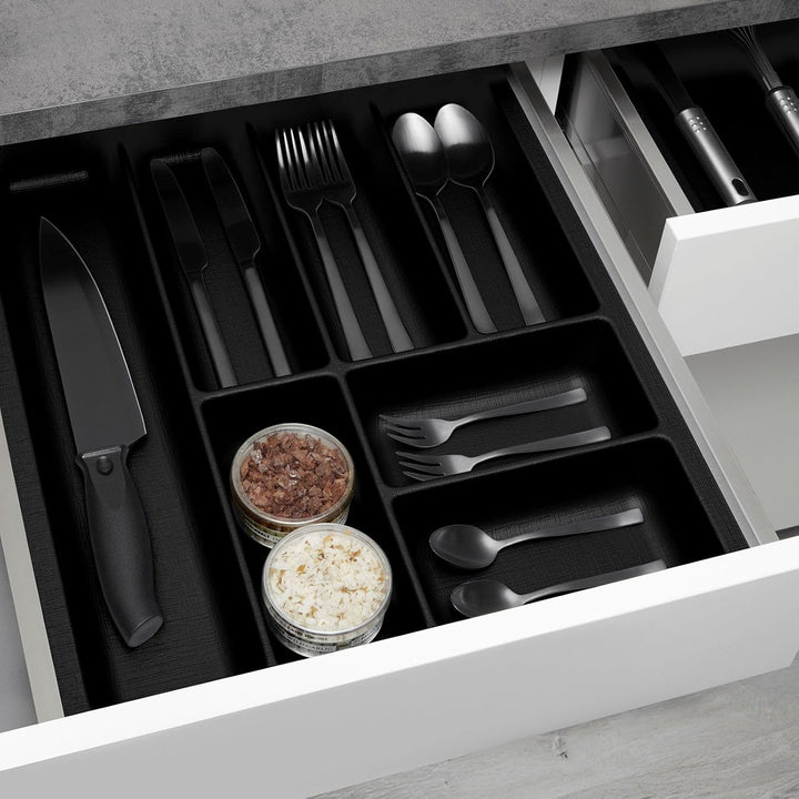 ORGA-BOX 3 Besteckeinsatz Tiefe: 473 x Breite: 391 mm anthrazit mit Canvas Struktur für 50er Schubla