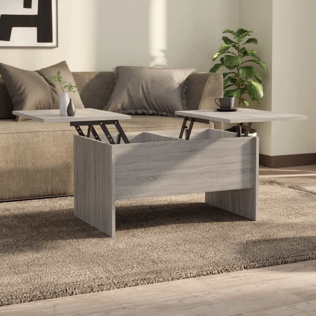 WIFESE Couchtisch Höhenverstellbar 80x50x42,5 cm Beistelltisch Holz Wohnzimmertisch Modern Stilvolle