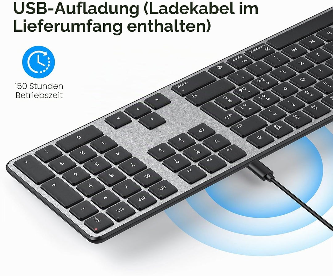 OMOTON Mac Tastatur Maus Set Kabellose für MacBook Air/Pro/iMac/iMac Pro/Mac mini, Bluetooth Funktas