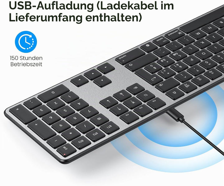 OMOTON Mac Tastatur Maus Set Kabellose für MacBook Air/Pro/iMac/iMac Pro/Mac mini, Bluetooth Funktas