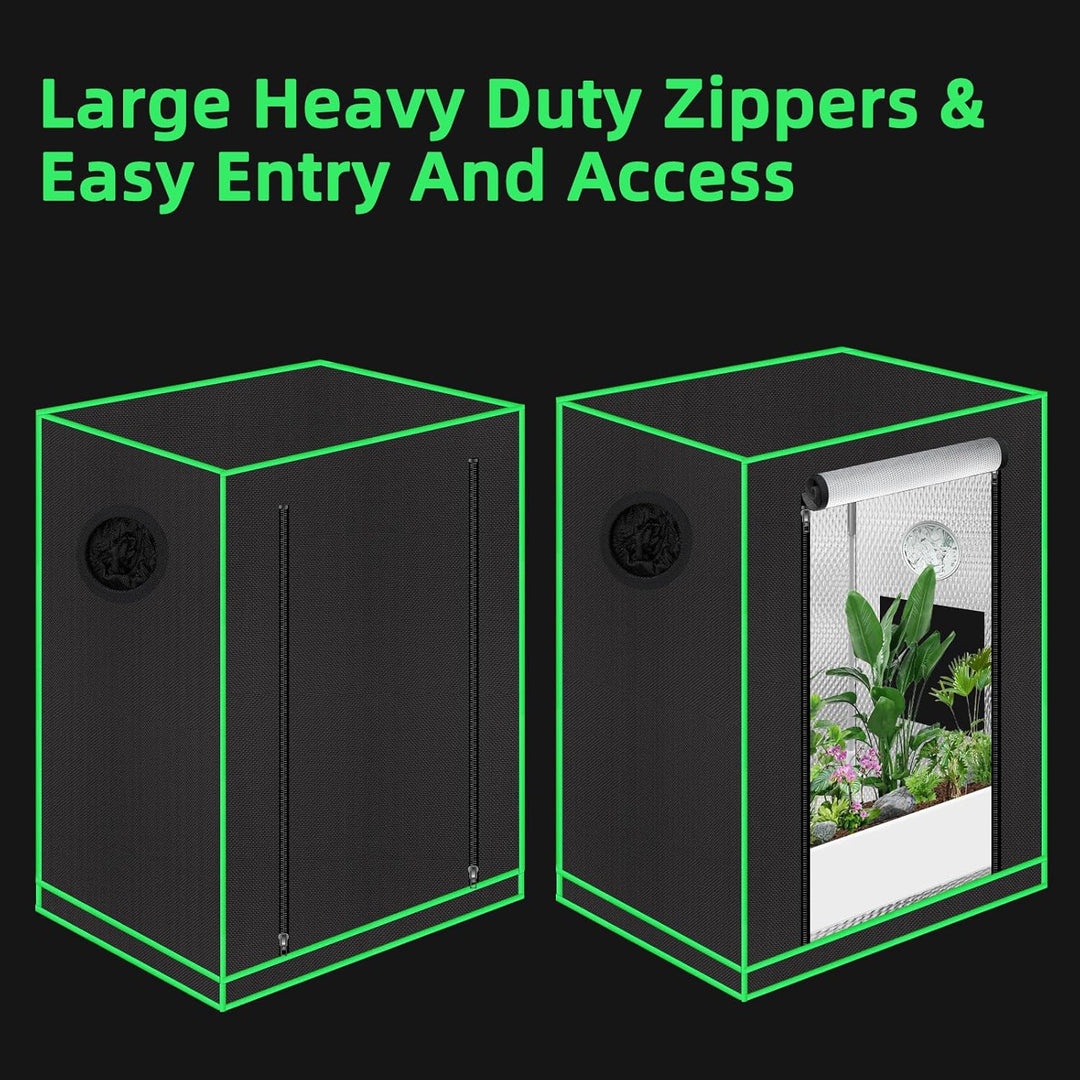 55 x 40 x 65 cm Grow Tent mit Beobachtungsfenster, Bodenwanne, Lüftungsfenster und Kabeldurchlass (S