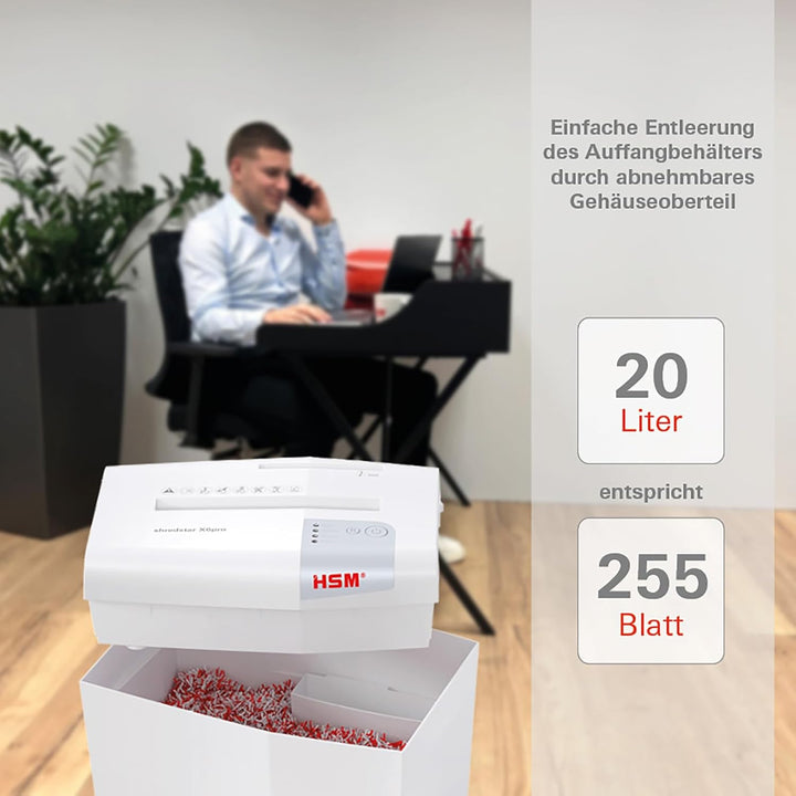 HSM 1046111 shredstar X6pro Aktenvernichter, Sicherheitsstufe P-5, 6 Blatt (Partikelschnitt) mit CD-