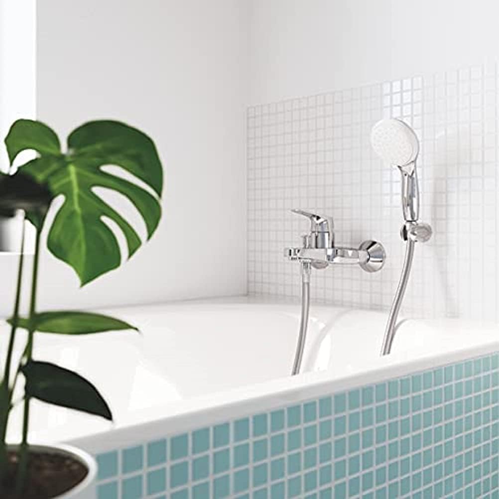 GROHE Start Flow - Einhand-Wannenarmatur (Wandmontage, langlebige Oberfläche, automatische Umstellun